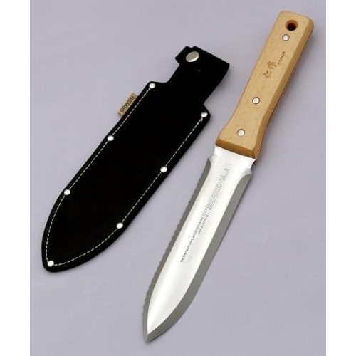 Nisaku No. 6550 Full Tang Hori Hori with Black Leather Sheath